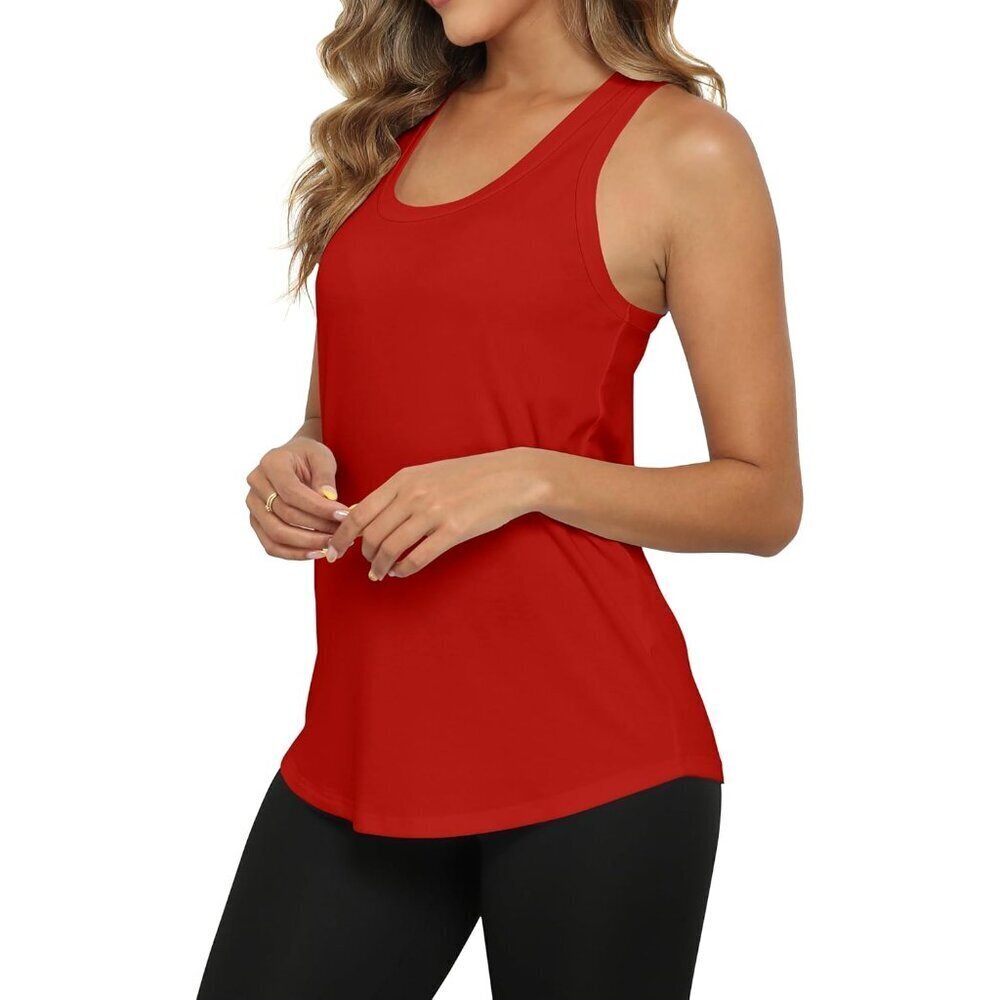 Women's Cotton Blend Sleeveless Tank Top Scoop Neck Racerback Casual Wear